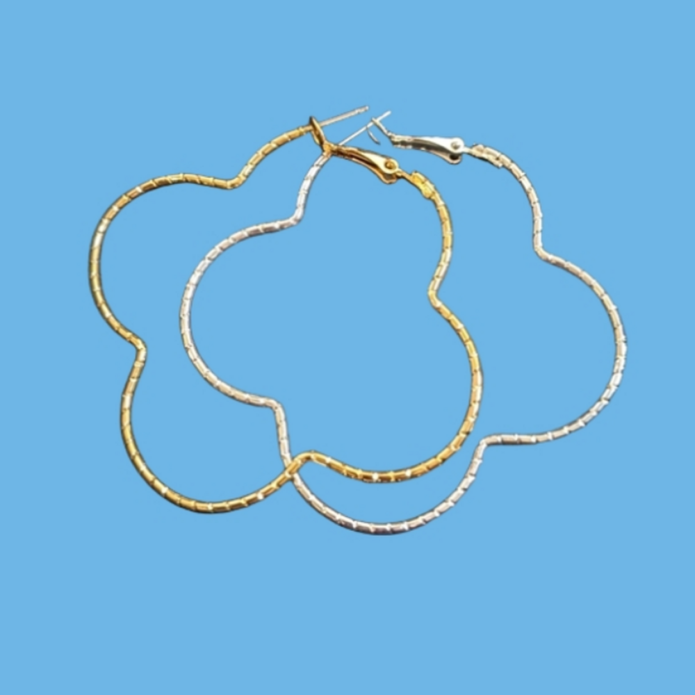 Attitudes By Renee Gold & Silver Hoop Set of Two Earrings